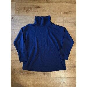 Lands End Womens Blue Long Sleeve Waffled Turtleneck Shirt Size 2XL